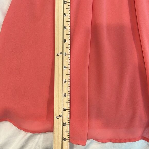 Blue Rain Short Dress Coral/Orange Halter Neck Spaghetti Strap Elastic Waist S - Picture 10 of 12